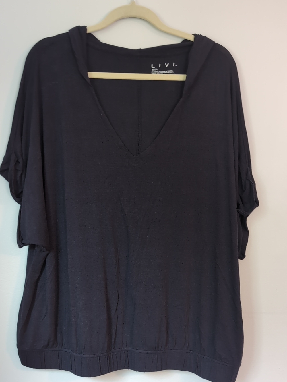 Livi Active Black V-Neck Hooded Dolman Top